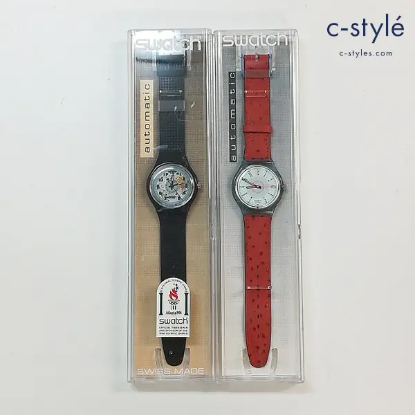Swatch スウォッチ 腕時計 ネイビー レッド系 オートマチック 自動巻き アナログ 計2点