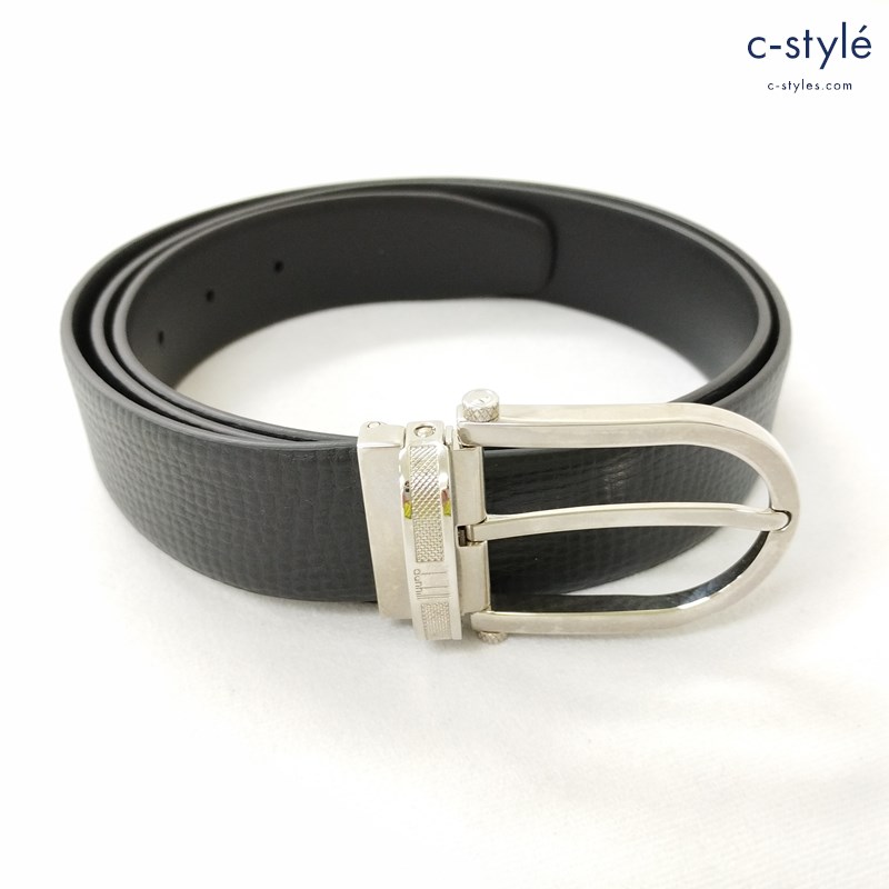 dunhill ダンヒル レザーベルト 42/107 ブラック IM0317 イタリア製 ビジネス フォーマル 革ベルト