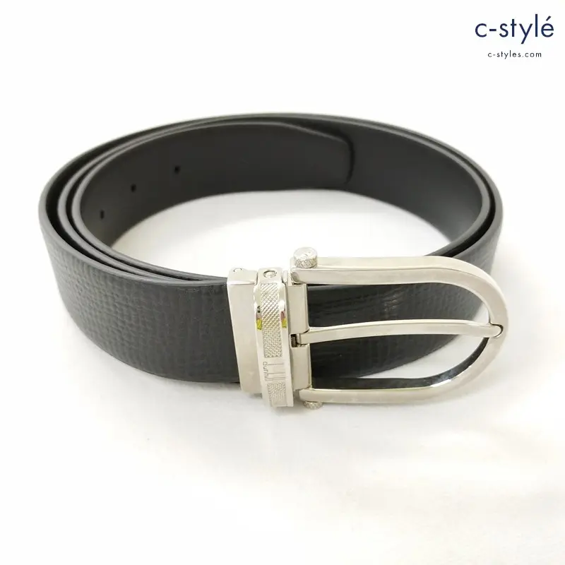 dunhill ダンヒル レザーベルト 42/107 ブラック IM0317 イタリア製 ビジネス フォーマル 革ベルト