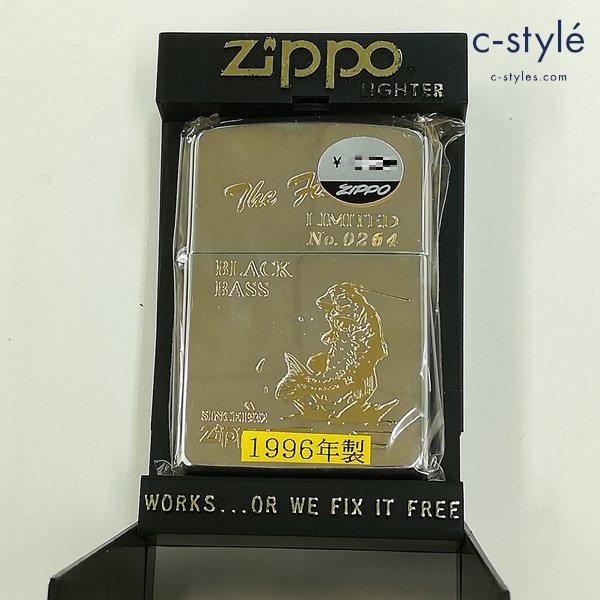 ZIPPO ジッポー 1996年製 The fishing BLACK BASS ブラックバス オイルライター シルバー 喫煙具