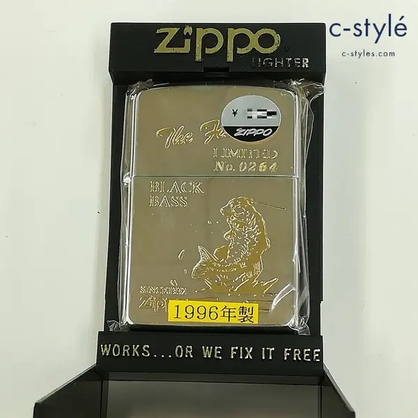 ZIPPO ジッポー 1996年製 The fishing BLACK BASS ブラックバス オイルライター シルバー 喫煙具