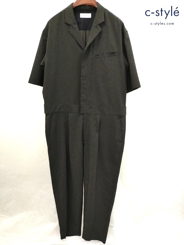 ADAM ET ROPE Jump Suits M グレー オールインワン つなぎ 半袖 オープンカラー GMY-02010-A