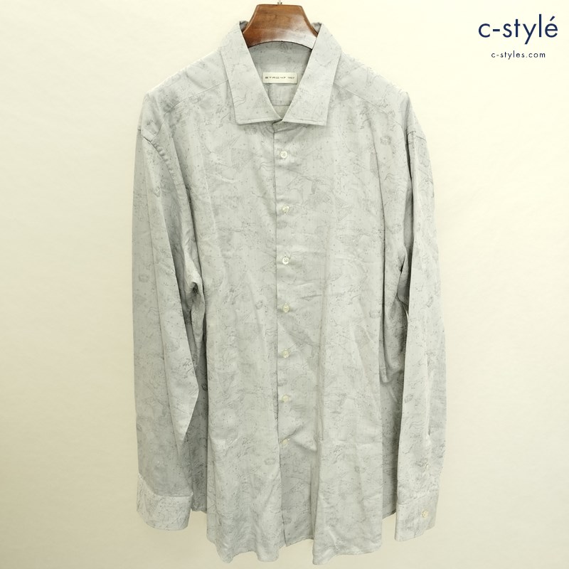 ETRO エトロ 長袖シャツ 47 グレー系 総柄 コットン100 イタリア製