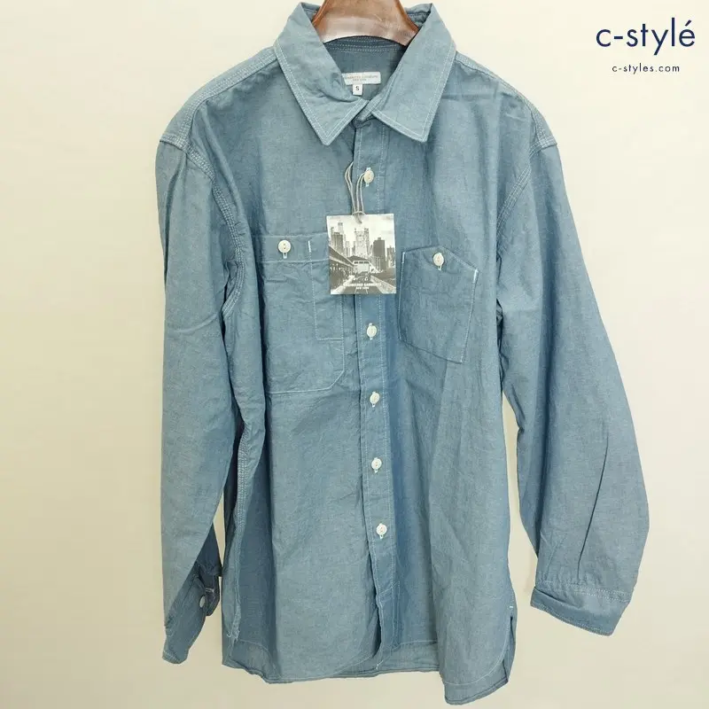 ENGINEERED GARMENTS エンジニアドガーメンツ 長袖シャツ S ブルー 綿100 無地 アメリカ製