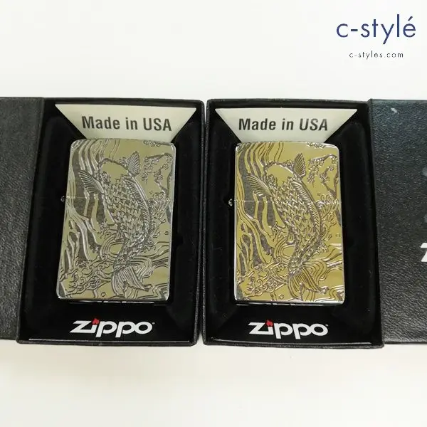 ZIPPO ジッポー 鯉桜 オイルライター シルバー ゴールド 喫煙具