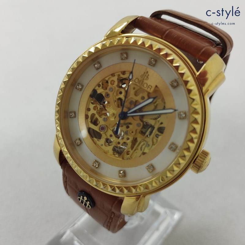 LOBOR ロバー 腕時計 ブラウン LB1016M 自動巻き アナログ レザーバンド