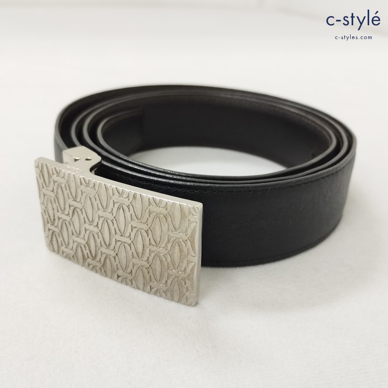 Cartier カルティエ レザーベルト ブラック シルバー金具 ビジネス 紳士 革