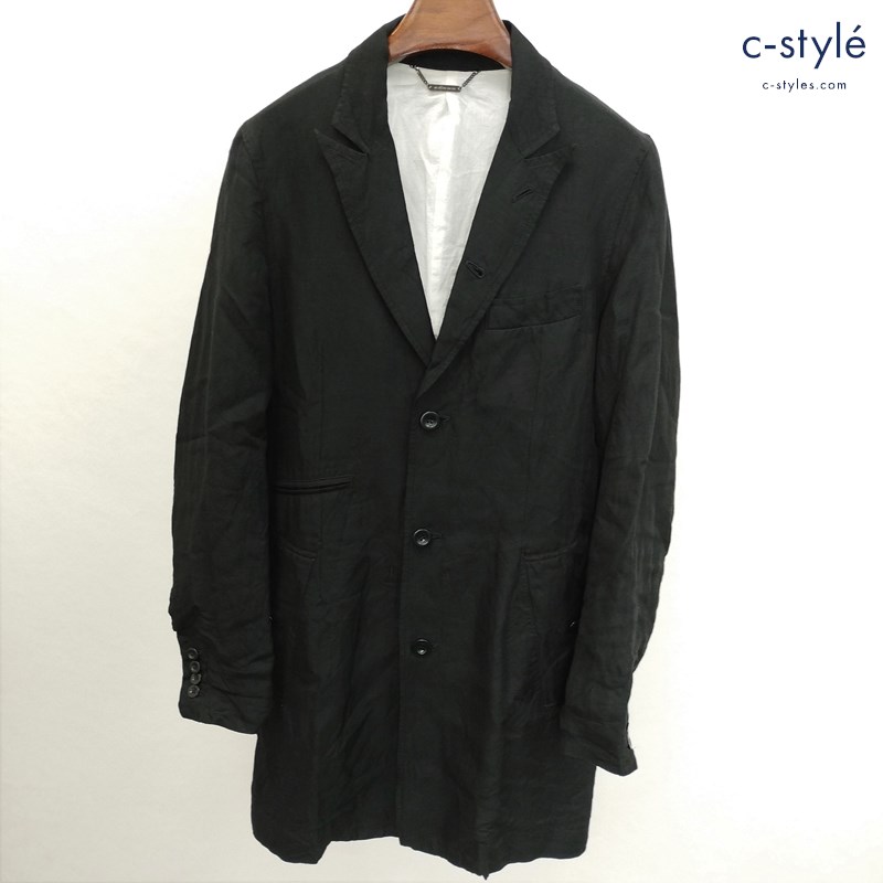DIET BUTCHER SLIM SKIN チェスターコート 1 ブラック レーヨン 麻 長袖 薄手 日本製