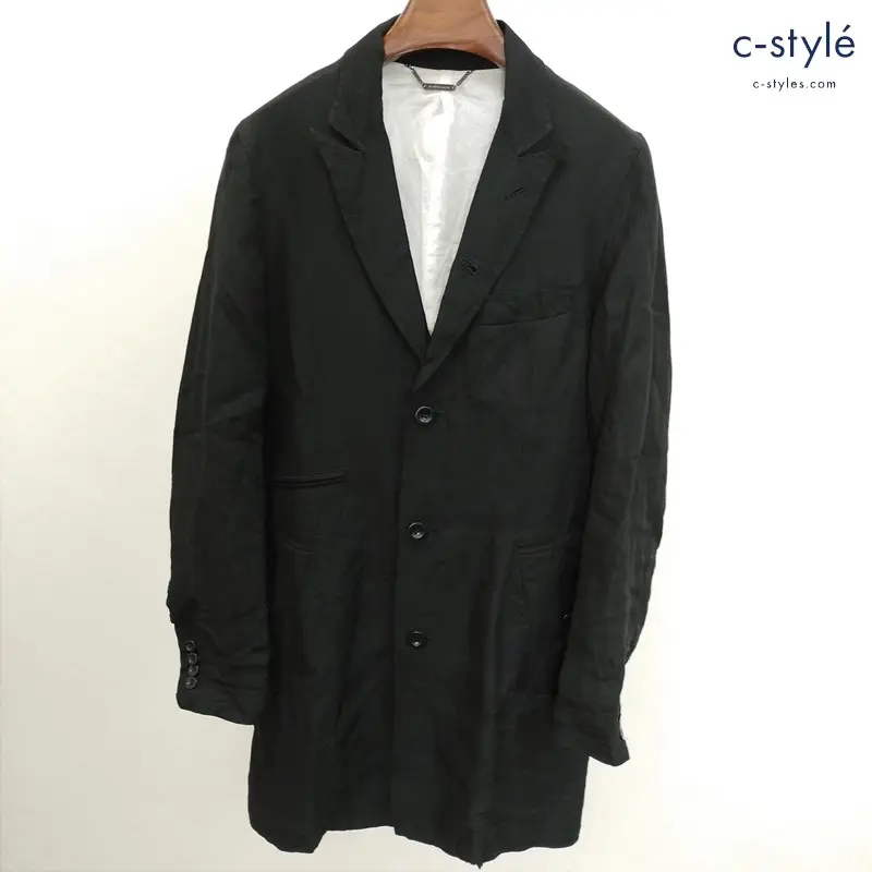 DIET BUTCHER SLIM SKIN チェスターコート 1 ブラック レーヨン 麻 長袖 薄手 日本製
