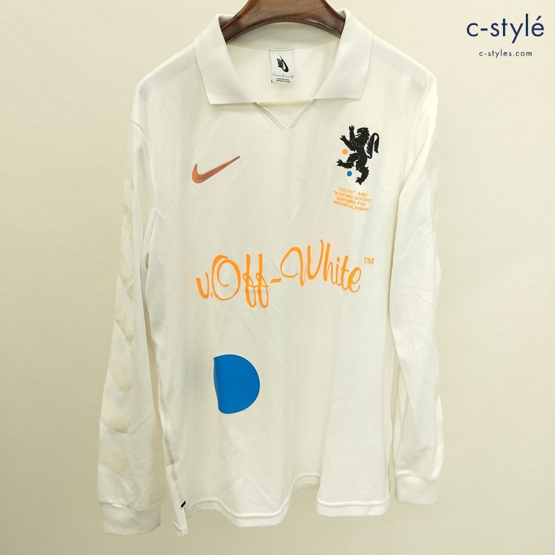 NIKE × OFF WHITE 18SS FB JERSEY HOME サッカージャージ S ホワイト AA3300-100 長袖 刺繍 プリント