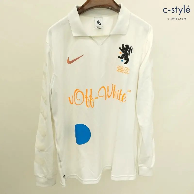 NIKE × OFF WHITE 18SS FB JERSEY HOME サッカージャージ S ホワイト AA3300-100 長袖 刺繍 プリント