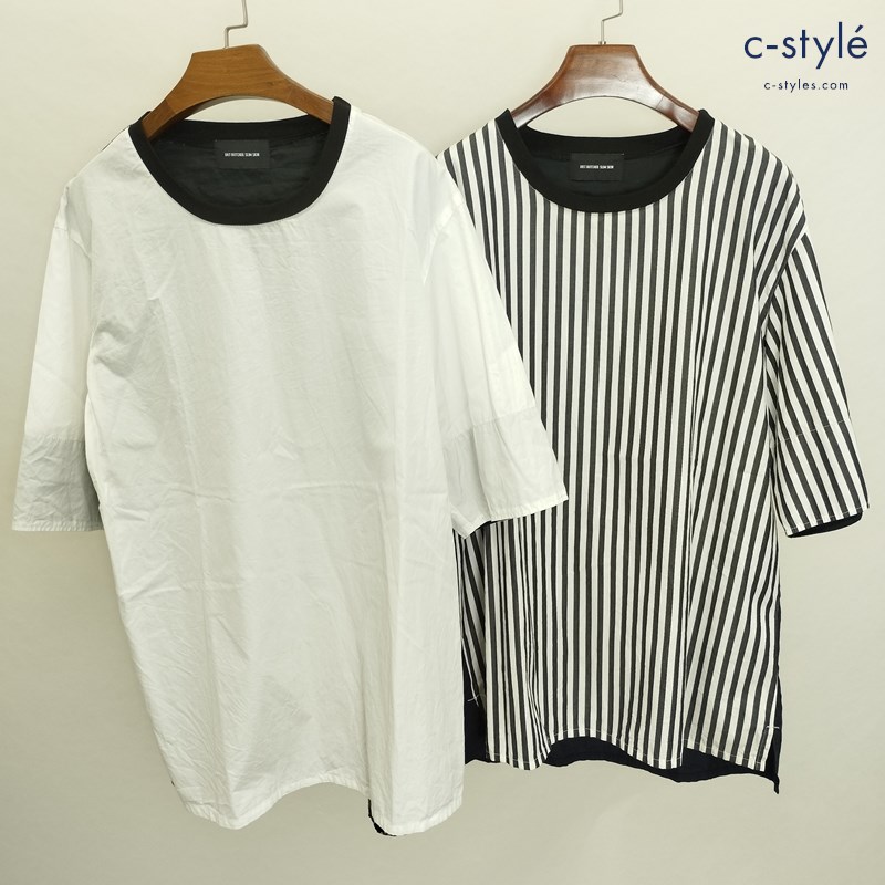 DIET BUTCHER SLIM SKIN 切替Tシャツ 黒×白 マルチカラー ペイズリー ストライプ 綿100 日本製 計2点