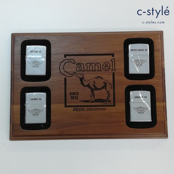 ZIPPO CAMEL キャメル 99年 Roadhouse Tour 専用木製ケース付 4点セット オイルライター シルバー 喫煙具