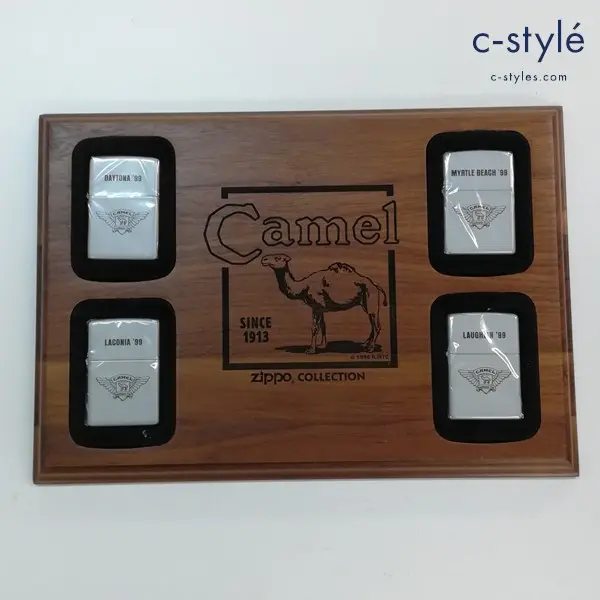 ZIPPO CAMEL キャメル 99年 Roadhouse Tour 専用木製ケース付 4点セット オイルライター シルバー 喫煙具