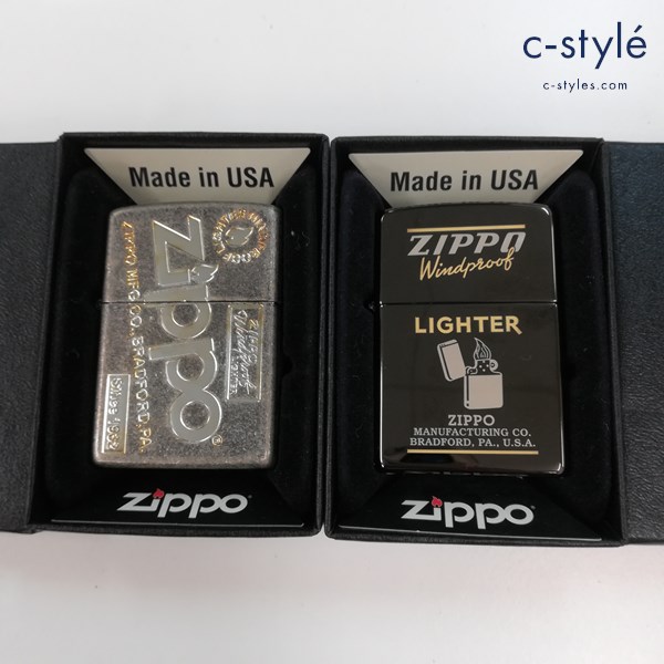 ZIPPO ジッポー ロゴ WINDPROOF オイルライター シルバー 喫煙具
