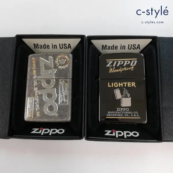 ZIPPO ジッポー ロゴ WINDPROOF オイルライター シルバー 喫煙具
