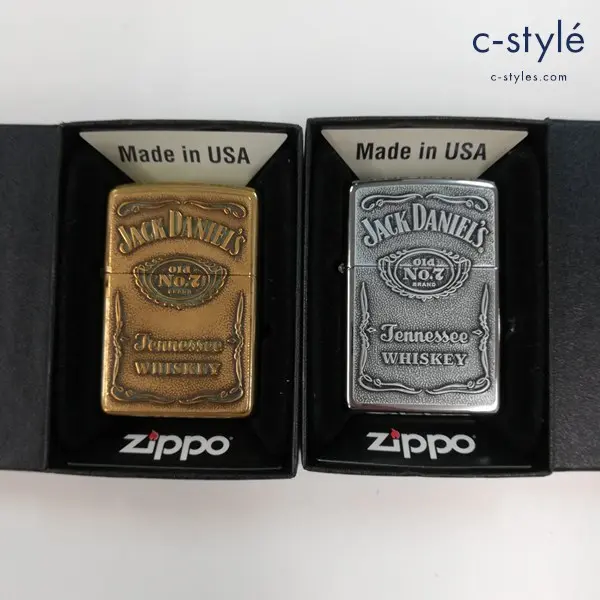 ZIPPO ジッポー JACK DANIEL’S オイルライター ゴールド シルバー 喫煙具 計2点