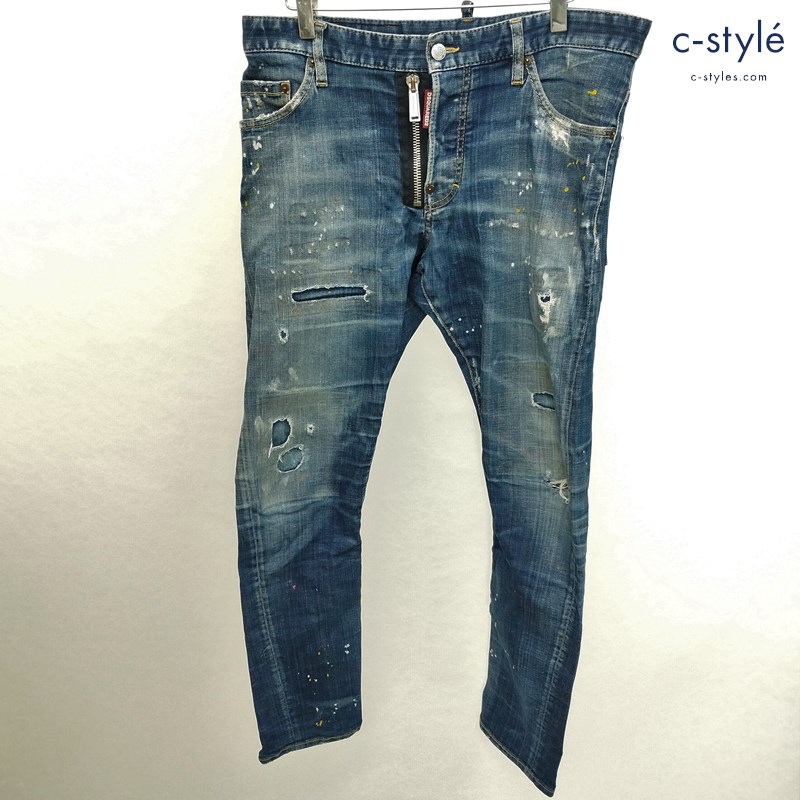 DSQUARED2 ディースクエアード Sexy Twist Jean デニムパンツ 48 インディゴ ストレッチ ダメージ加工