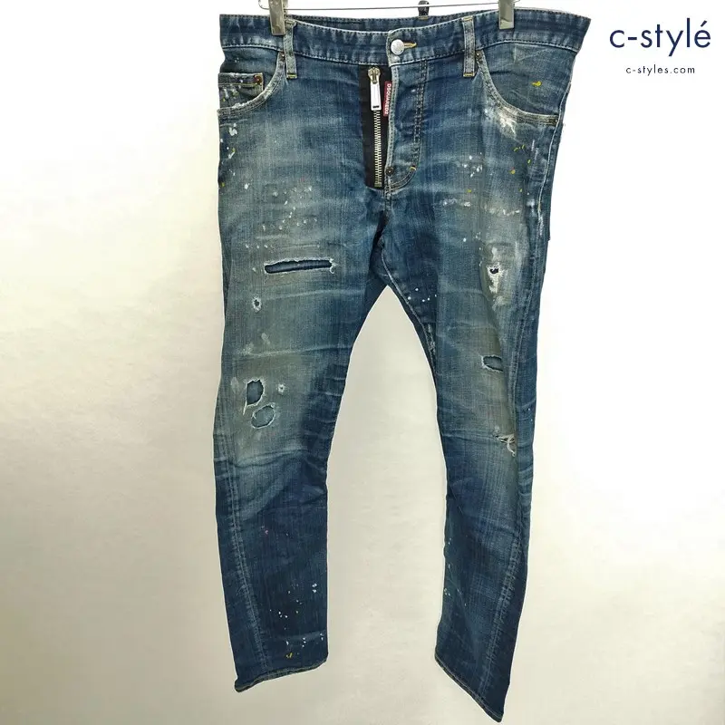 DSQUARED2 ディースクエアード Sexy Twist Jean デニムパンツ 48 インディゴ ストレッチ ダメージ加工