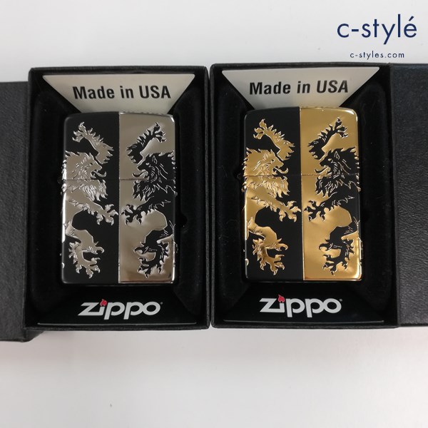 ZIPPO ジッポー MONOTONE ライオン オイルライター ブラック×シルバー ブラック×ゴールド 喫煙具