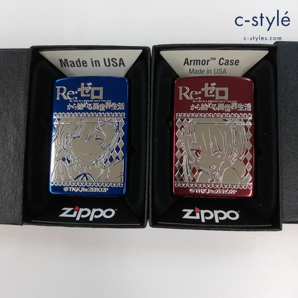 ZIPPO ジッポー Re:ゼロから始める異世界生活 リゼロ 両面加工 レム ラム オイルライター ブルー レッド