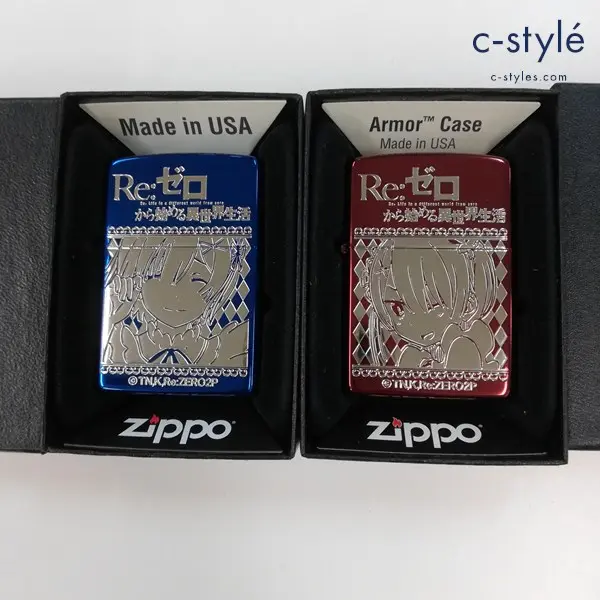 ZIPPO ジッポー Re:ゼロから始める異世界生活 リゼロ 両面加工 レム ラム オイルライター ブルー レッド