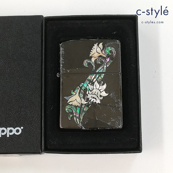 ZIPPO ジッポー 貝貼り シェル 華 オイルライター 喫煙具