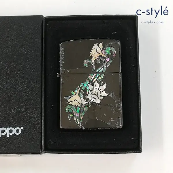 ZIPPO ジッポー 貝貼り シェル 華 オイルライター 喫煙具
