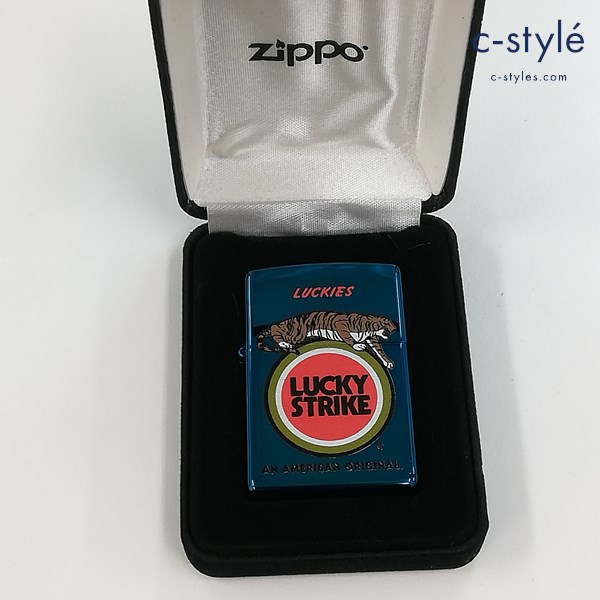 ZIPPO ジッポー ラッキーストライク 虎 ブルーチタン オイルライター 喫煙具