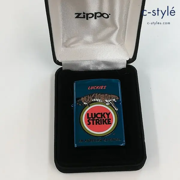 ZIPPO ジッポー ラッキーストライク 虎 ブルーチタン オイルライター 喫煙具
