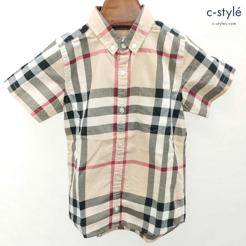 BURBERRY CHILDREN 半袖チェックシャツ 6Y マルチカラー 綿100 ノバチェック ボタンダウン キッズ