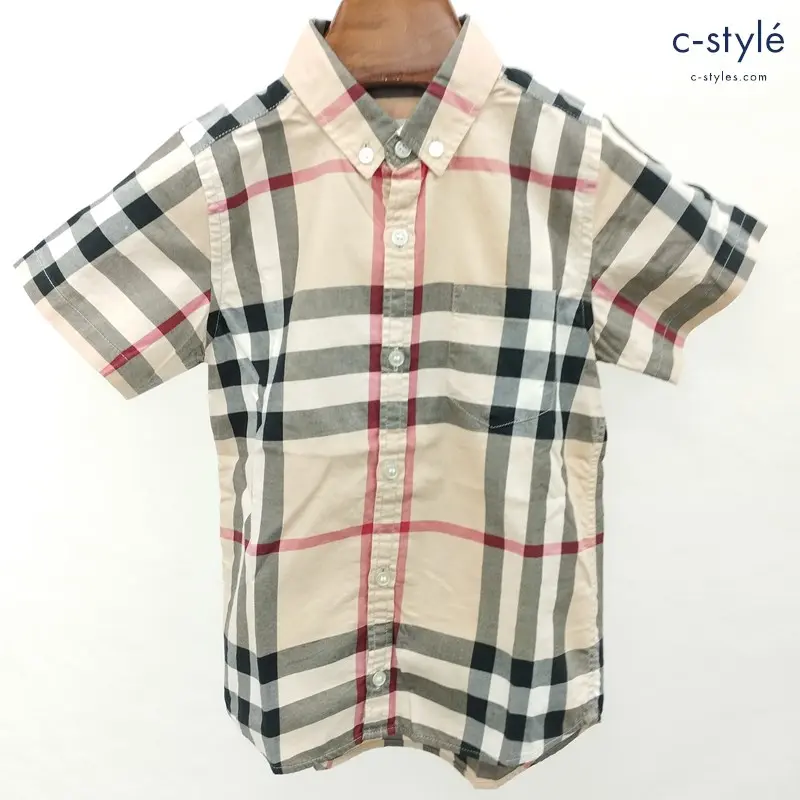 BURBERRY CHILDREN 半袖チェックシャツ 6Y マルチカラー 綿100 ノバチェック ボタンダウン キッズ