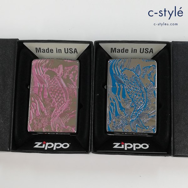 ZIPPO ジッポー 鯉桜 オイルライター ピンク ブルー 喫煙具