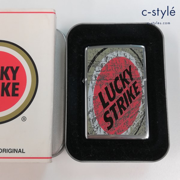 ZIPPO ジッポー LUCKY STRIKE ラッキーストライク 斜めロゴ オイルライター シルバー 喫煙具
