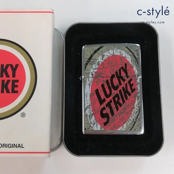 ZIPPO ジッポー LUCKY STRIKE ラッキーストライク 斜めロゴ オイルライター シルバー 喫煙具