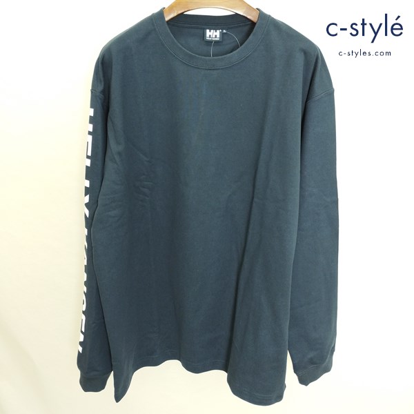 HELLY HANSEN ヘリーハンセン 長袖Tシャツ XL ディープネイビー 袖ロゴ 厚手シャツ シャツ