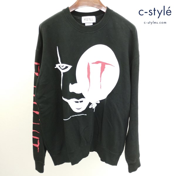 KIDILL×IT キディル×イット プルオーバースウェット FREE ブラック KL348 綿100 プリント 日本製
