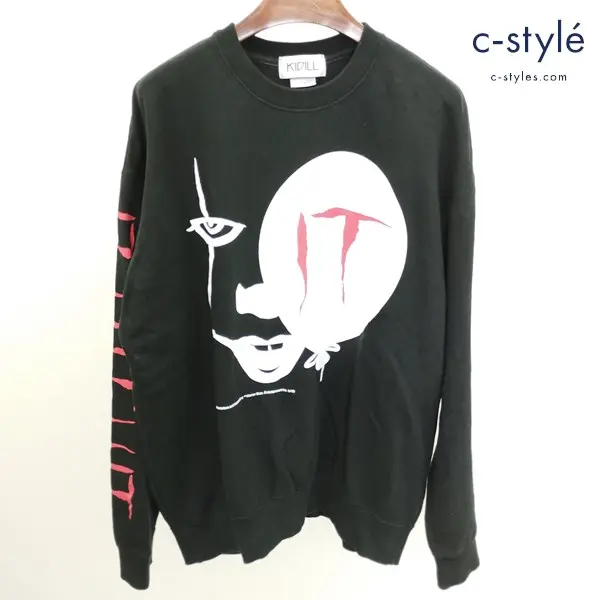 KIDILL×IT キディル×イット プルオーバースウェット FREE ブラック KL348 綿100 プリント 日本製