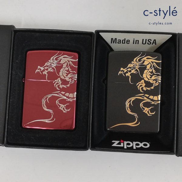 ZIPPO ジッポー トライバルドラゴン オイルライター レッド ブラック 喫煙具