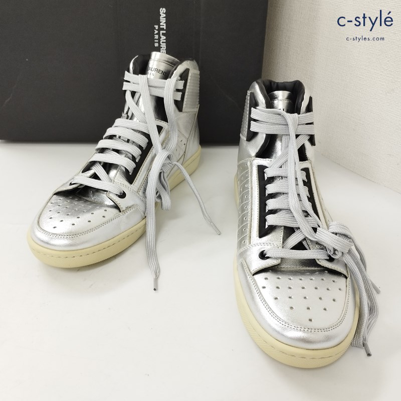SAINT LAURENT PARIS サンローランパリ ハイカットスニーカー 41 シルバー 397124 イタリア製