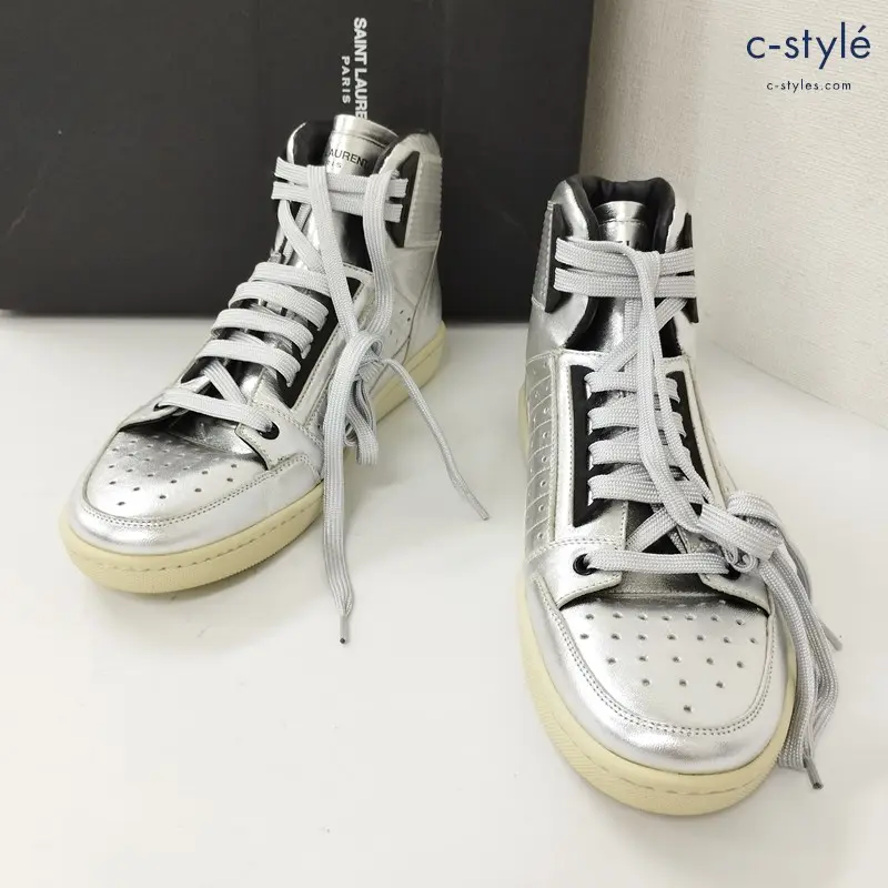 SAINT LAURENT PARIS サンローランパリ ハイカットスニーカー 41 シルバー 397124 イタリア製