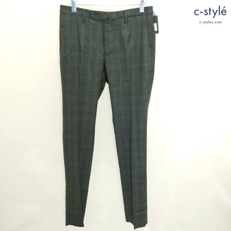 INCOTEX インコテックス スラックス 44 ブラック チェック柄 INT035 パンツ