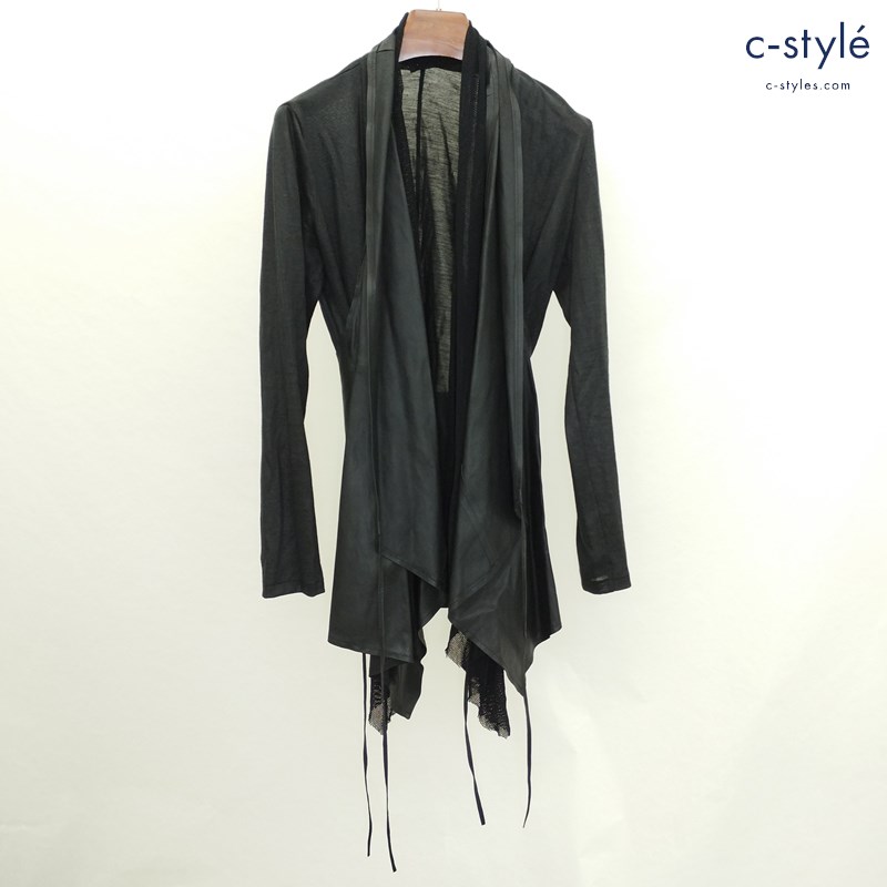 bajra バジュラ カーディガン 3 ブラック 羊革 レザー NO.111FL04 メッシュ 取り外し可能ベスト