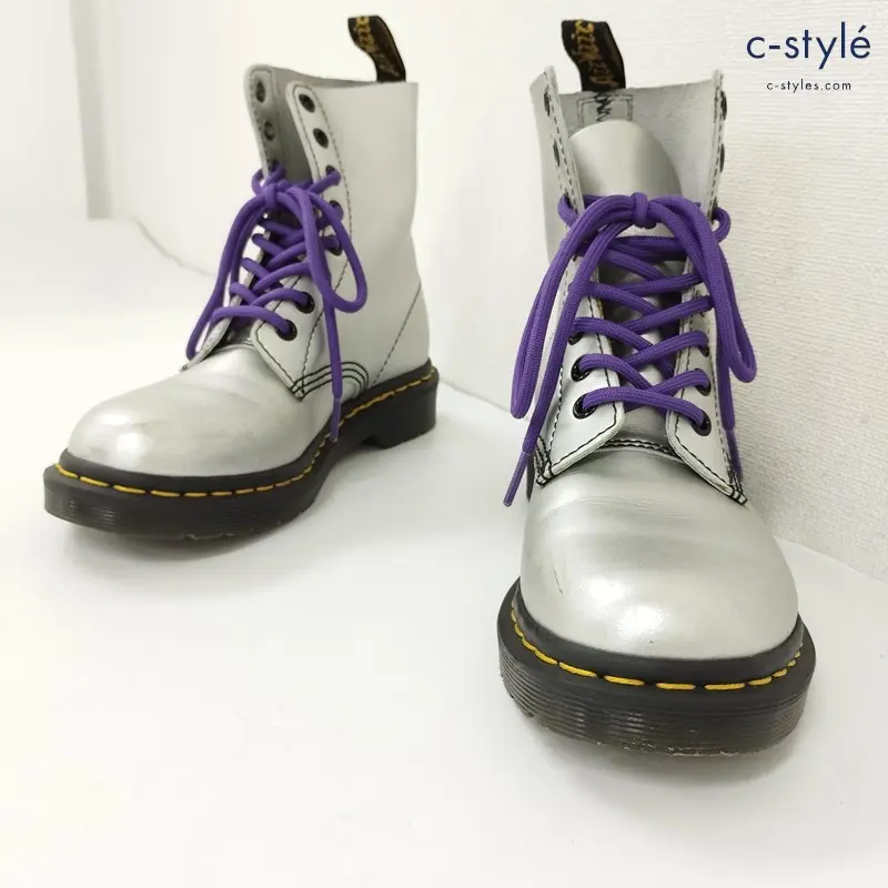 Dr.Martens ドクターマーチン PASCAL MET BOOTS SILVER レザーブーツ UK4 シルバー レディース
