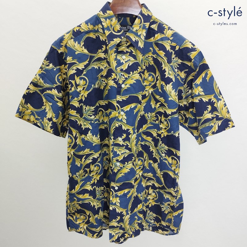 Christian Dior クリスチャンディオール ボタニカル柄シャツ M マルチカラー 総柄 フランス製 綿100 半袖