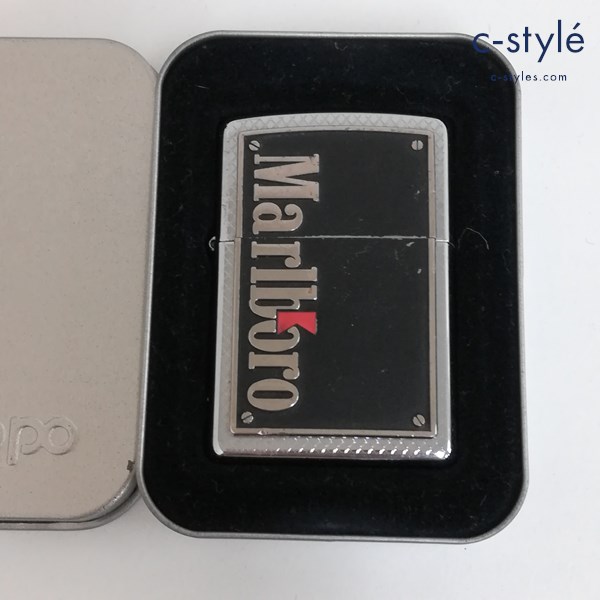 ZIPPO ジッポー マルボロ ロゴメタルプレート オイルライター シルバー 喫煙具