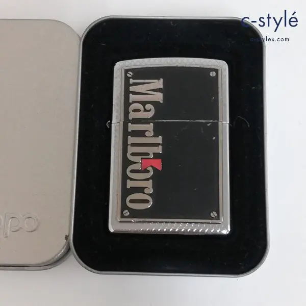 ZIPPO ジッポー マルボロ ロゴメタルプレート オイルライター シルバー 喫煙具