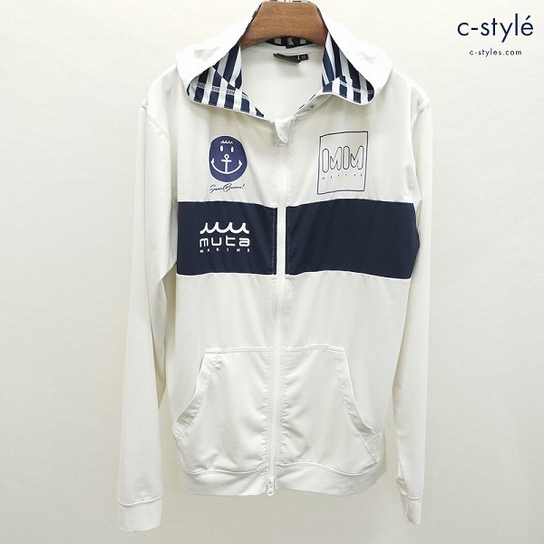 muta MARINE ムータマリン ラッシュガード パーカー M ホワイト フーディー ジップアップ 長袖