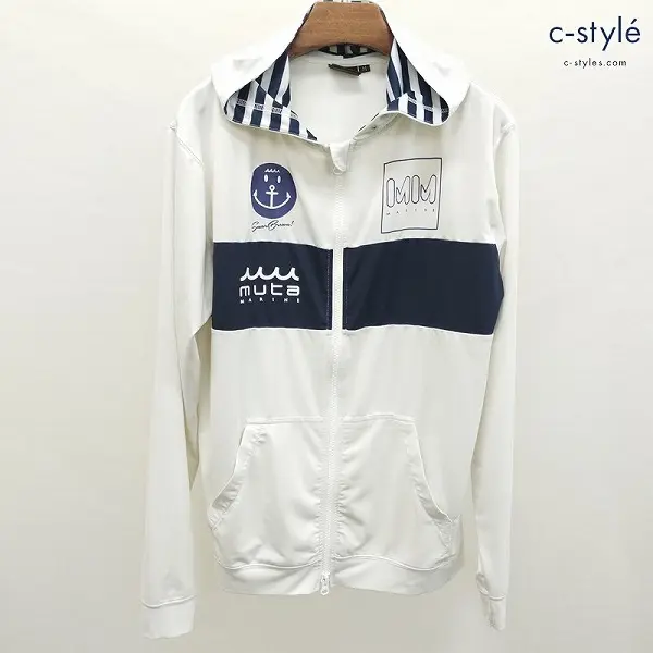 muta MARINE ムータマリン ラッシュガード パーカー M ホワイト フーディー ジップアップ 長袖