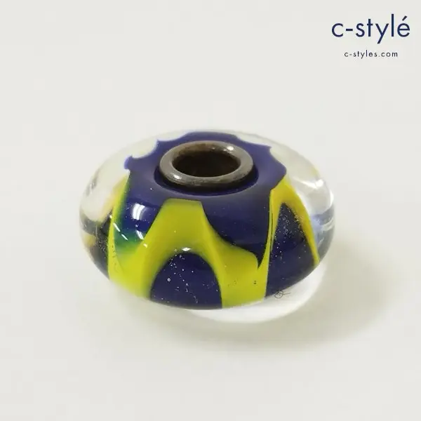 TROLLBEADS トロールビーズ ビーズチャーム ブルー×イエロー アクセサリー ガラス ユニセックス